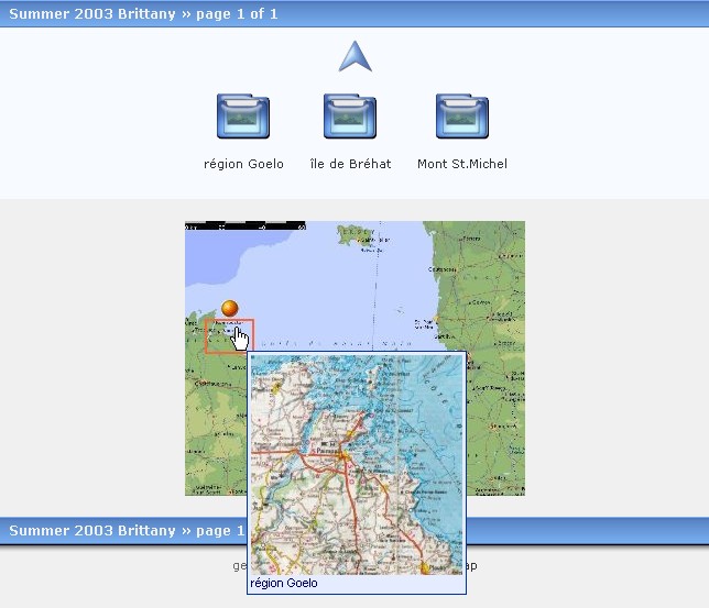 image map tooltip. Map tooltips show a thumbnail image of the map for each subdirectory, 